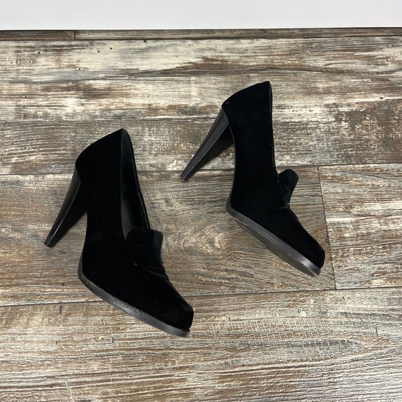 Jenni Kayne Velvet High Heel Loafer Black 37/ US 7 Italy - Picture 2 of 10